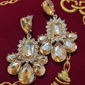 Champagne Rhinestone Drop Earrings